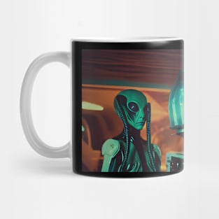 Vintage blue alien Mug
